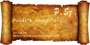 Polák Szovát névjegykártya